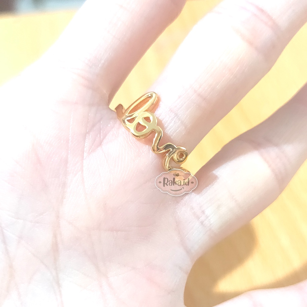 Cincin Wanita Cincin Dewasa Tulisan Love Gold Aksesoris Perhiasan Wanita 982