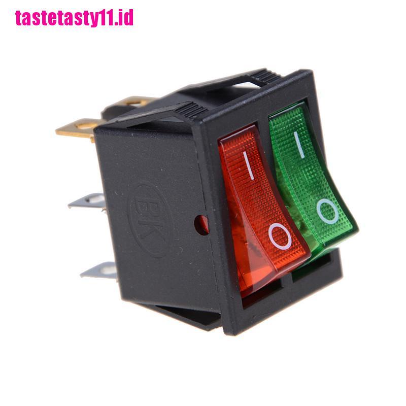 Saklar On / Off SPST Ganda 6 Pin 16A 250V AC 20A Warna Merah Hijau Untuk Perahu