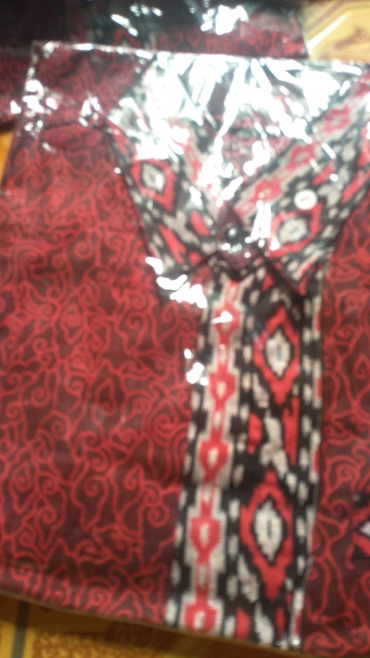 Batik Couple Keluarga Maura Couple Sania Ruffle Ori Ndoro Jowi Dnt Termurah Motif Mega Mendung Merah