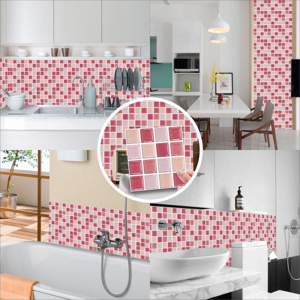 Stiker dinding dapur / Stiker dinding wallpaper kamar tidur / Stiker tembok Mosaic 10 x 10 cm - 1 bungkus ( 10 pcs )