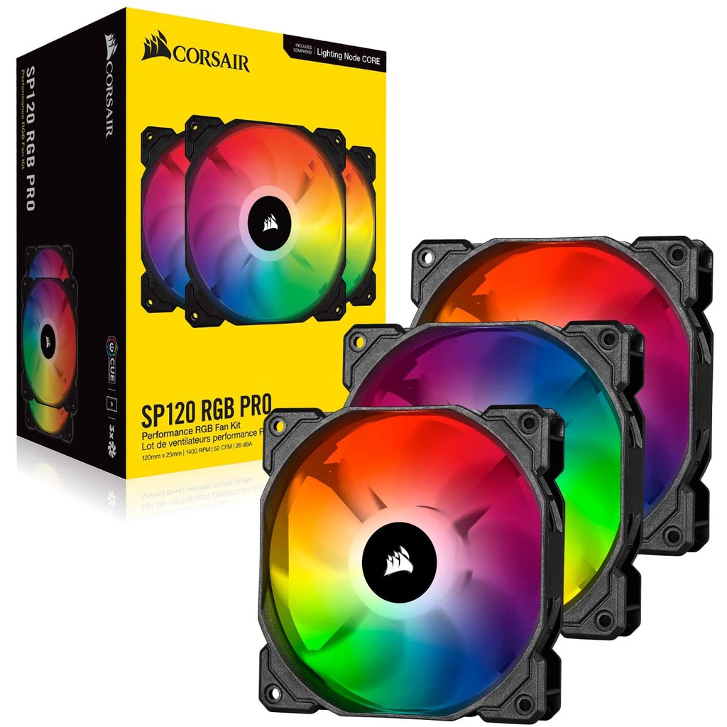 Corsair Icue Sp120 Rgb Pro Triple Fan With Lighting Node Core