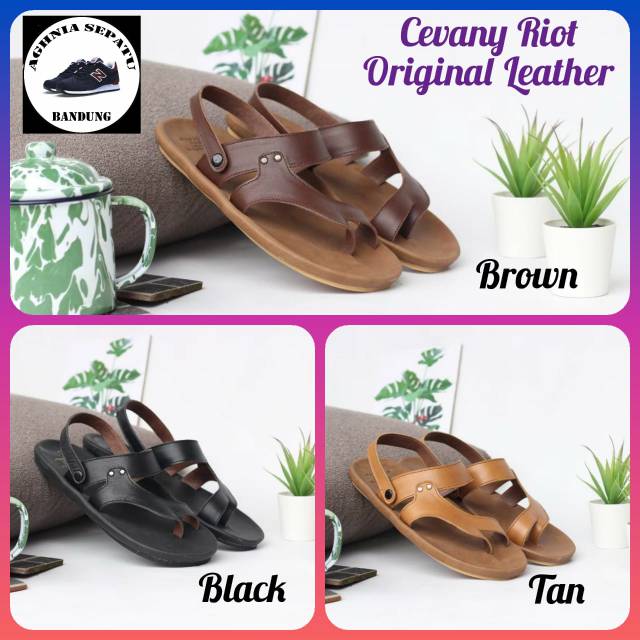 Sandal Pria Sandal Kulit Sandal Jepit Cevany Riot Original Bandung
