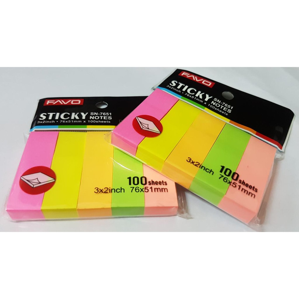 

STICKY NOTE FAVO / MEMO TEMPEL 76X51 5 WARNA