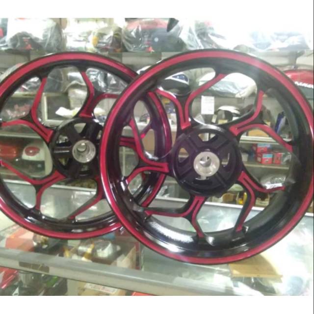 velg tapak lebar yahama r15 old/v2 pnp 3x4,5inch plus disk depan belakang dan spakbor ninja depan