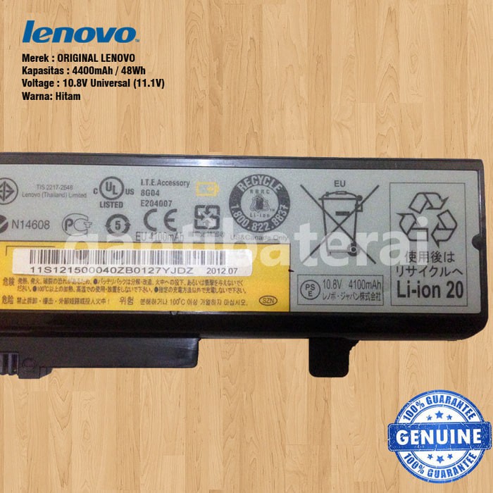 Original Baterai LENOVO G480 B480 B490 G410 G400 G405 Y480 Z480 E430