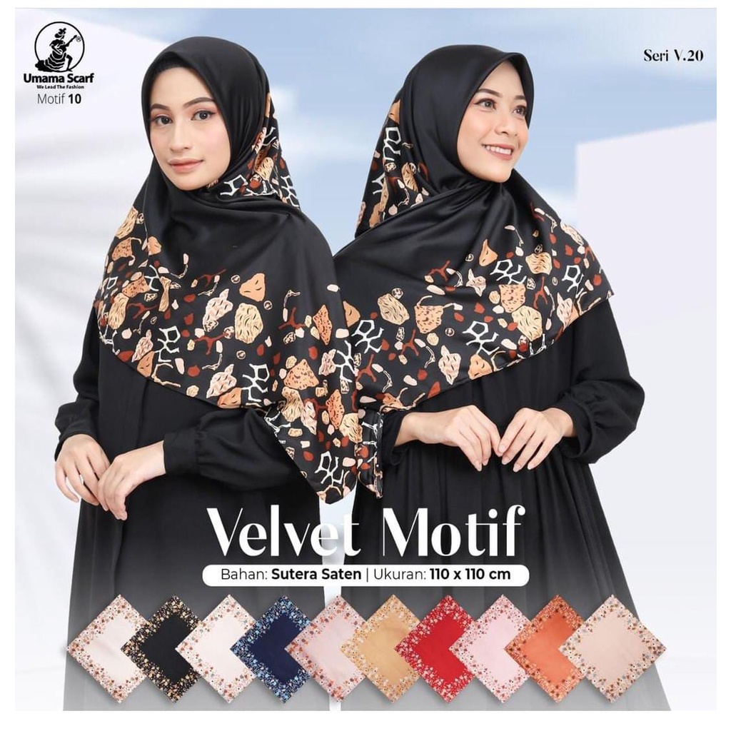 Segiempat Motif Hijab SILK OLIVIA MOTIF UMAMA 110x110 Butter Silk Velvet Motif-V.20 Motif 10