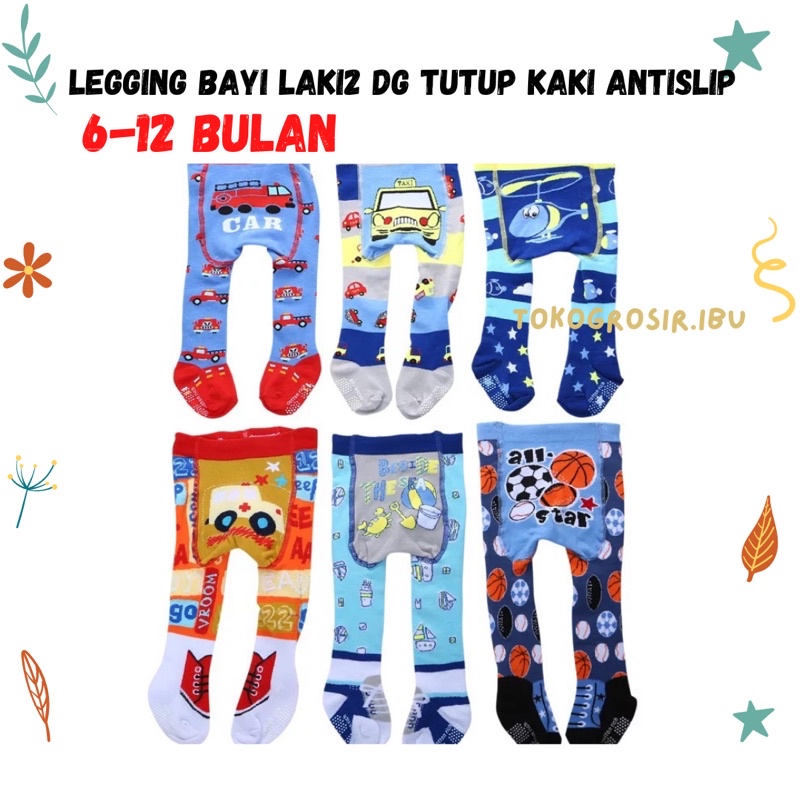 Legging Anak Bayi Laki Laki 6-12 Bulan Celana Leging Anak Bayi Laki Laki Dengan Tutup Kaki Antislip