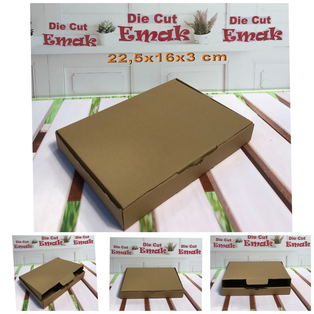 

kardus uk.22,5x16x3 cm kotak box karton Die Cut