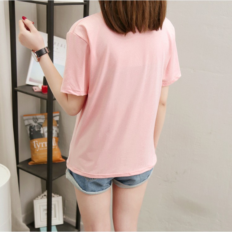 T-Shirt Wanita Korea Style Kaos Santai Fashion Kaos Ulzzang Gambar Flaminggo Tulisan Tropical