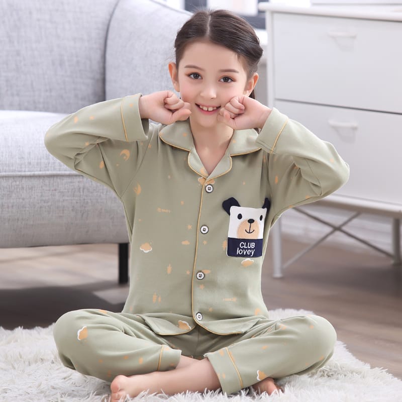 Piyama anak unisex baju tidur perempuan/laki-laki import lengan panjang|lengan pendek/Set pakaian anak anak katun impor premium