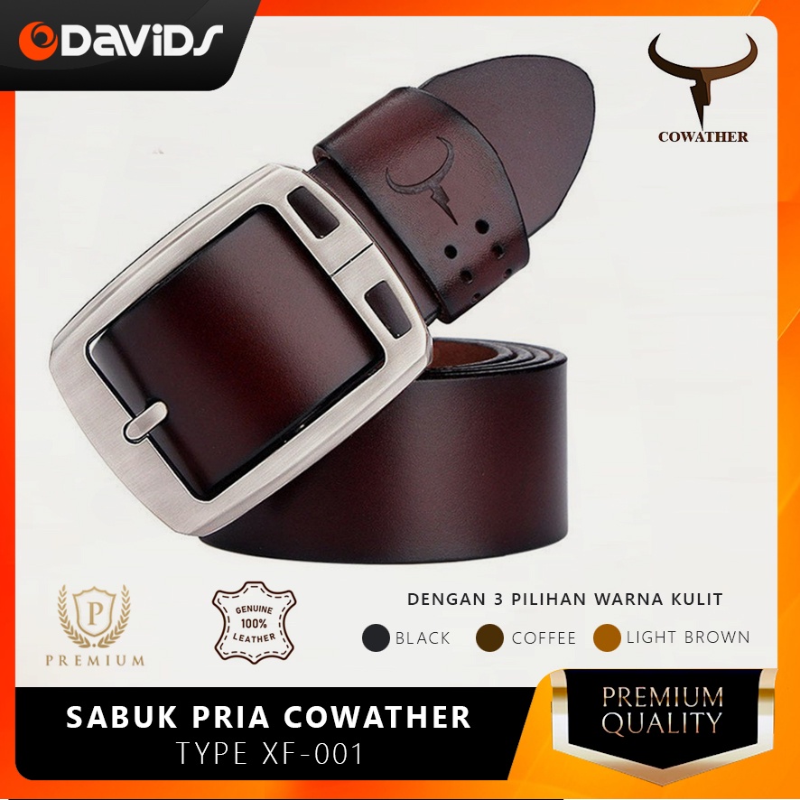 Sabuk Pria Kulit Asli Gesper Ikat Pinggang Panjang Cowather XF-001