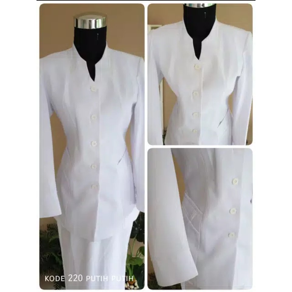 Setelan Blazer Dan Rok Putih Wanita Formal
