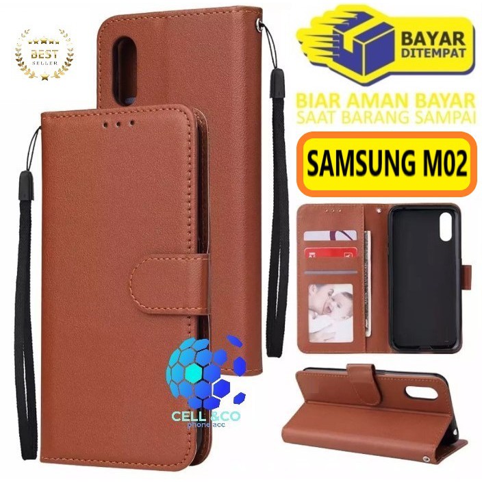 Flip cover SAMSUNG M02 Flip case buka tutup kesing hp casing flip case Premium Leather Wallet