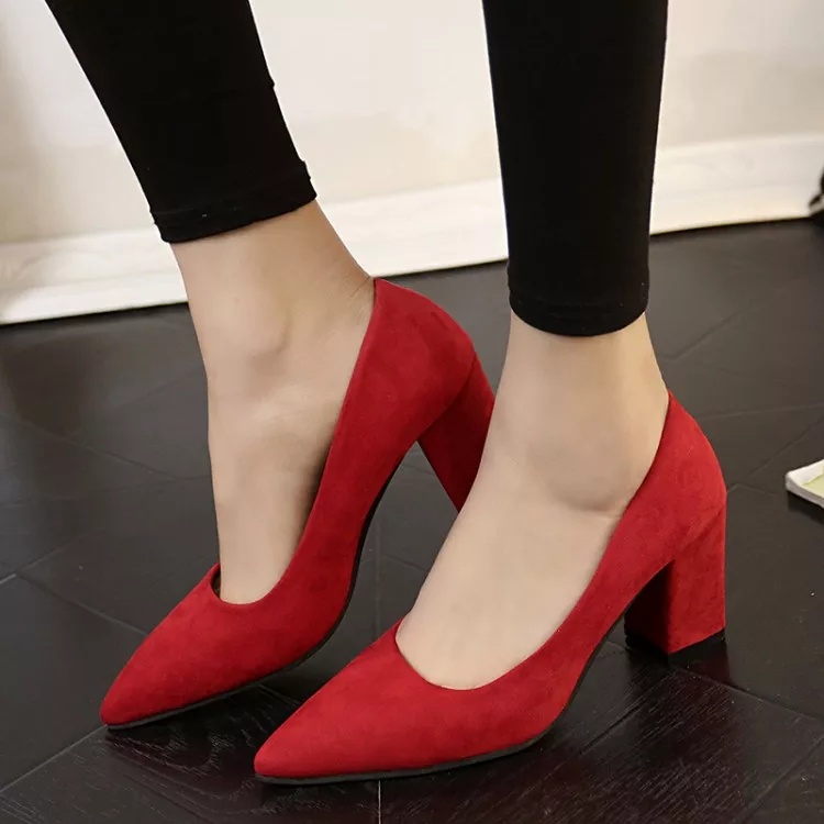 Heels Wanita Bludru VICY / Heels Pesta Kantor RS 037