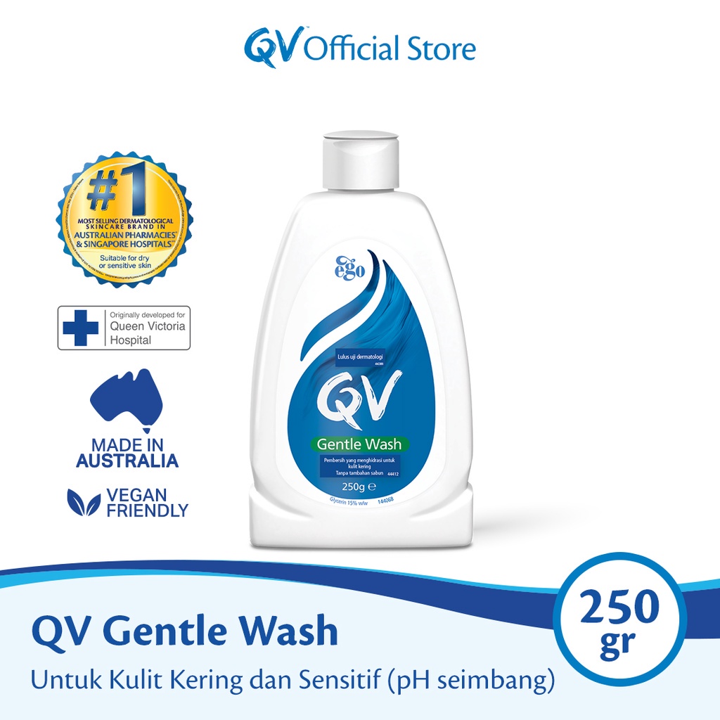 QV Gentle Wash Untuk Kulit Kering dan Sensitif (pH seimbang)- 250ml / 500ml