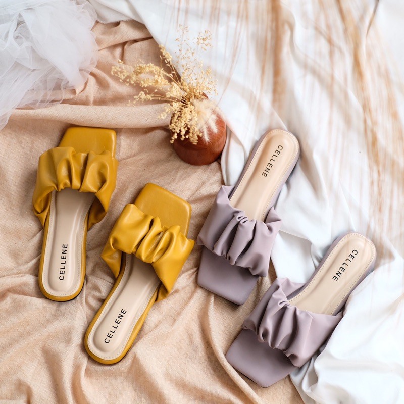 Cellene • PIXA Flat Sandal | Sandal Selop Kerut Wanita Teplek Harian