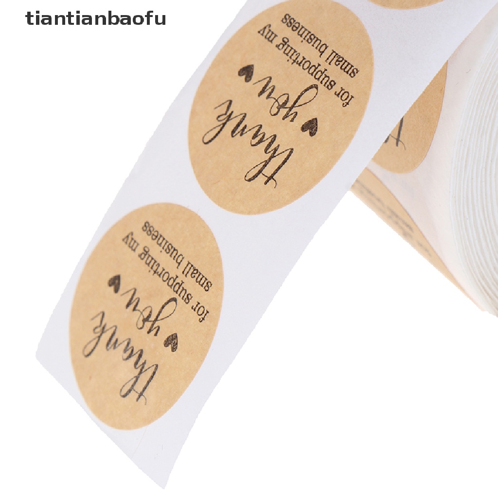 [tiantianbaofu] 500PCs/roll Handmade Thank You Stickers Paper Label  Round Stationery Decor Boutique