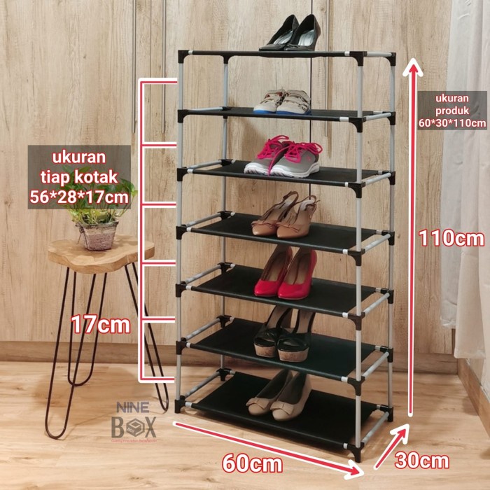 Rak Sepatu polos jumbo Keren plastik gantung SHOE RACK F2E2 resleting susun anti debu kayu MURAH bes