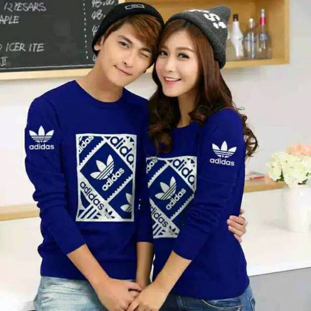 Kaos Couple / baju pasangan adidas lengan panjang