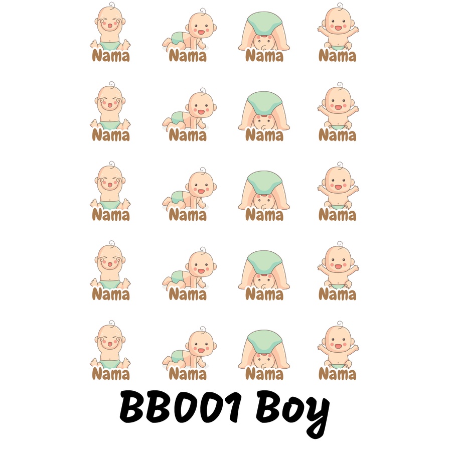 

Sticker Nama Cutting Label Waterproof Tahan Air Baby 01 (BB001)