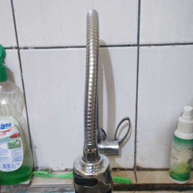 Kran Air Dapur Wastafel Restoran Leher Angsa Fleksibel Merek Cab Kepala Hitam 2 Tipe Semprot