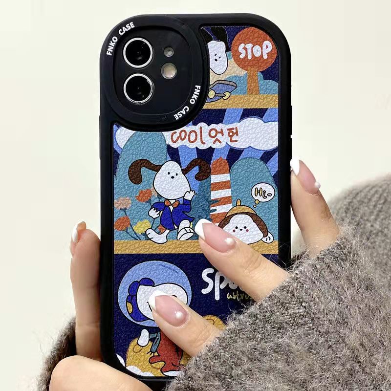 Soft Case Bahan Kulit Pu Motif Kartun Untuk iPhone 13 13pro 13prm 11 7Plus 8Plus Xr XS 13 12pro Max