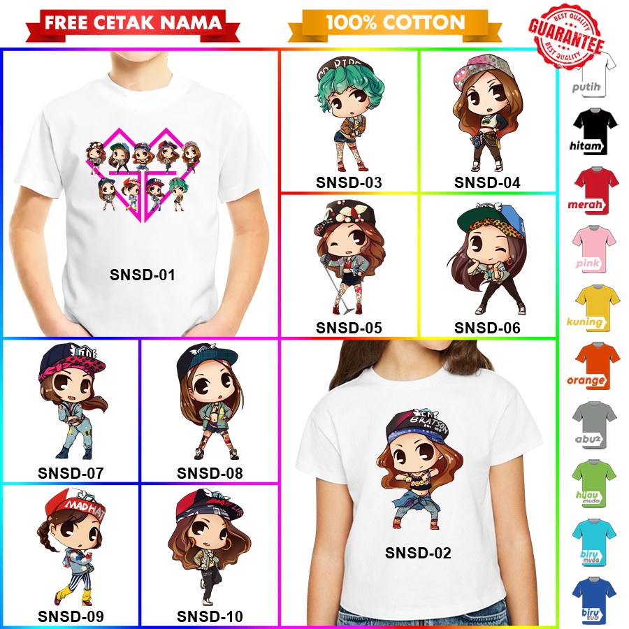 [FREE NAMA!!] Baju Kaos COUPLE  ANAK DAN DEWASA SNSD GIRL GENERATION BANYAK MOTIF