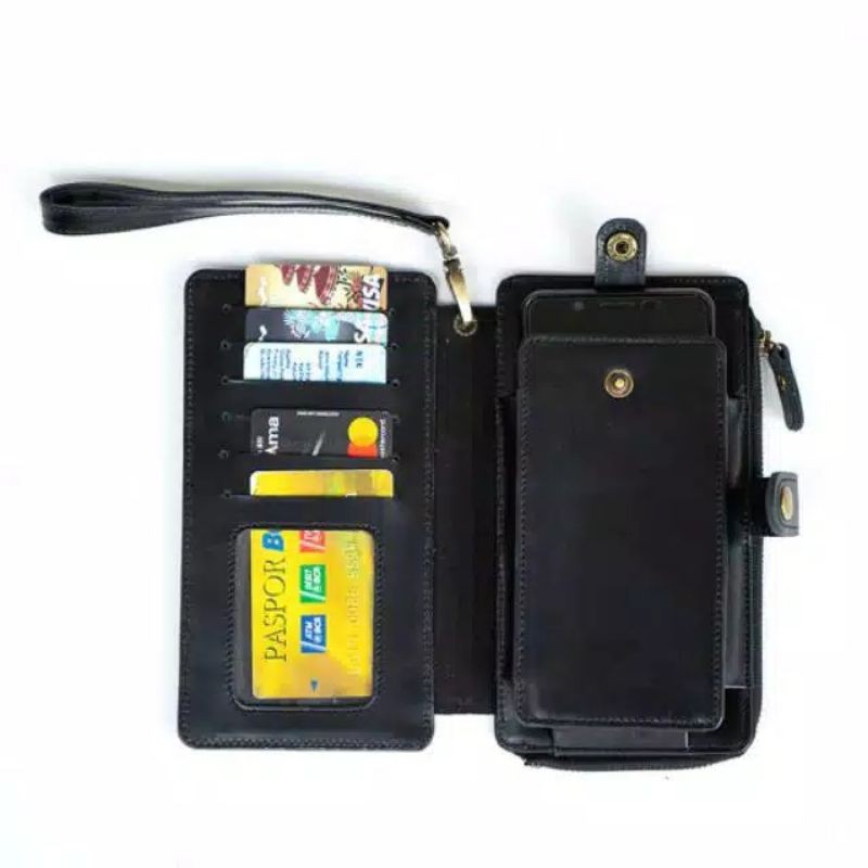 DOMPET KULIT PRIA HITAM MULTIFUNGSI PREMIUM ODON CIBADUYUT DOMPET UANG DOMPET ATM DOMPET HP UNISEX
