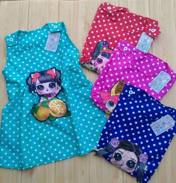 (COD) SETELAN DRES LED POLKADOT 1-5 tahun