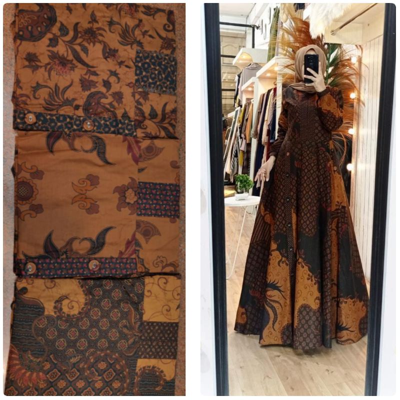 Albamoswear Gamis Lidya Batik Katun | Dress Batik Katun | Gamis Batik Katun Lidya