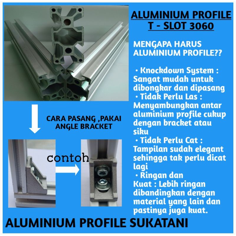 ALUMINIUM PROFILE T - SLOT 3060 TERMURAH