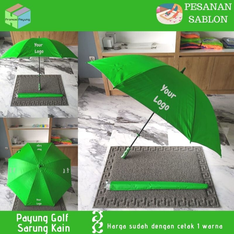 [ payung custom grosir ] payung ukuran besar jumbo golf sarung kain anti UV  sudah sablon 1 warna