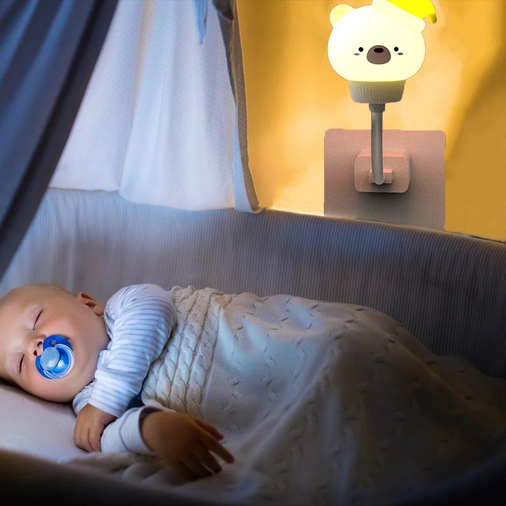 Lampu Tidur anak LED ORI Sensor Cahaya Bentuk Ayam, Kotak, Bintang Rotasi 360 Derajat Putih Kuning Pink Usb Rechargeable Tempel Beruang Lucu LED Dekorasi Motion Sensor