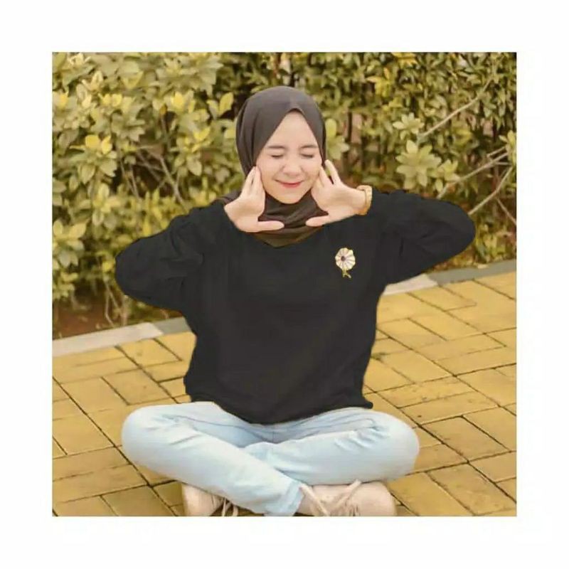 BIG SALEEE!!! SWEATER DAISY FLOWER / SWEATER WANITA SUN FLOWER  EMBROIDERRY (TERMURAH)