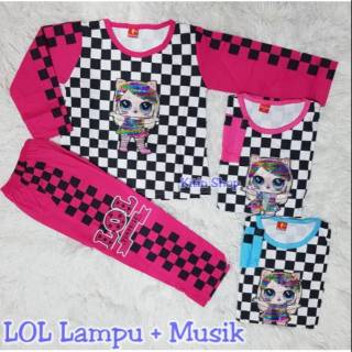 Setelan Panjang Anak LOL LED 2 Lampu Baju tidur anak Lol Setelan Panjang Anak LOL LED 2 Lampu Baju tidur anak Lol