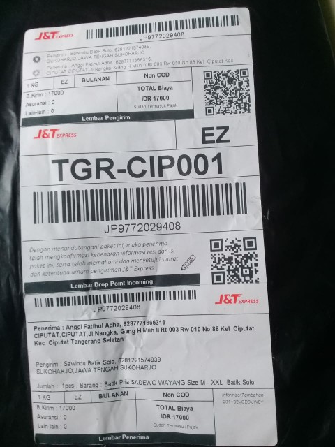 Batik Pria Sadewo Wayang Size M - Xxl  Batik Solo Asli Katun Sragenan Full Furing