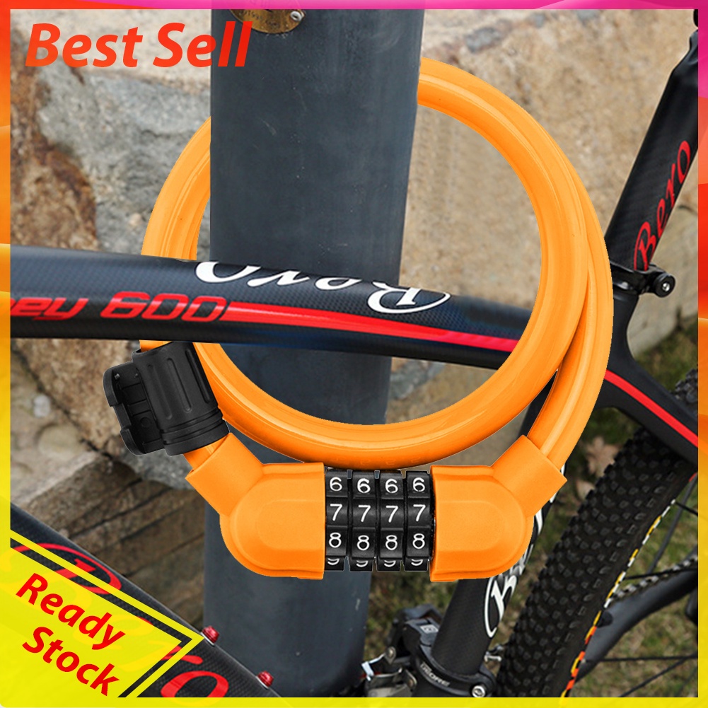 4-Digit Password Anti-Theft MTB Bike Steel Cable Locks with Lock Bracket