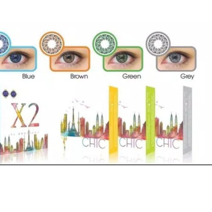 Kualitas Tinggi SOFTLENS X2 CHIC / NORMAL & MINUS (-0.50 s/d -6.00) GREY & BROWN / 15mm / Soflens