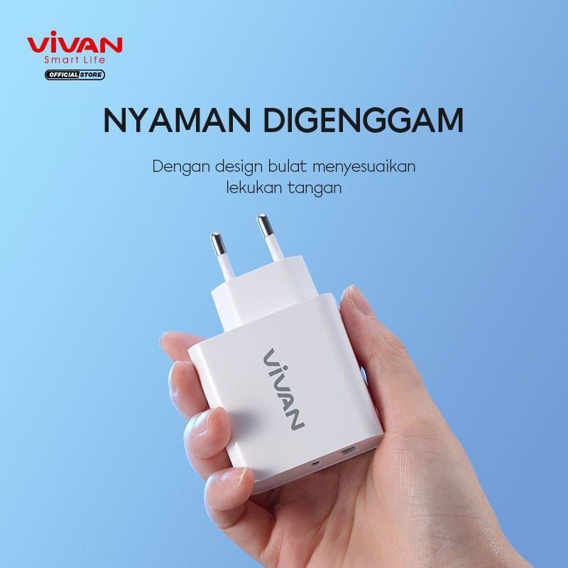 (VIVAN 30W) CHARGER DUAL USB PD 3.0 QUICK CHARGE 3A KABEL TYPE C USB CHARGE BLITZ By Vivan product