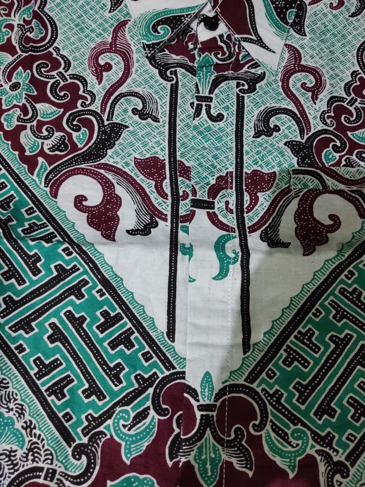 Hem Batik Premium Motif Silang Dinasti Warna Putih Tosca Biru Coklat Marun Hijau