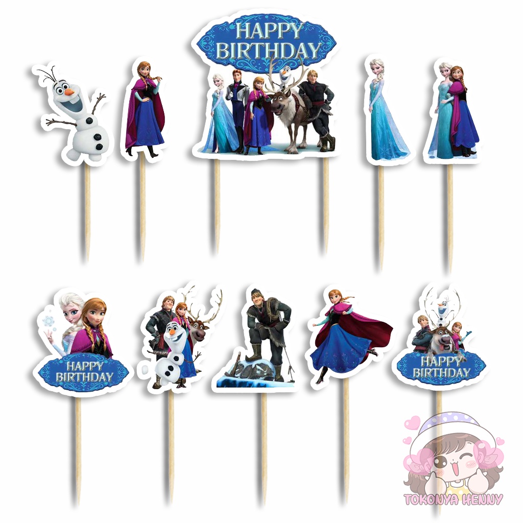 Topper Cake Hiasan Kue Ulang Tahun motif DISNEY FROZEN SET 1