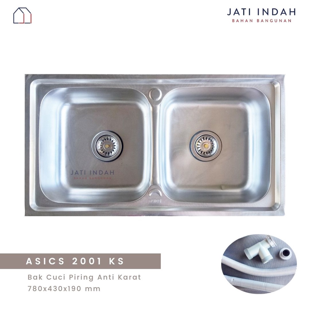 Bak Cuci Piring Kotak 2 Lubang METRO Sink Aluminium Tebal / Wastafel