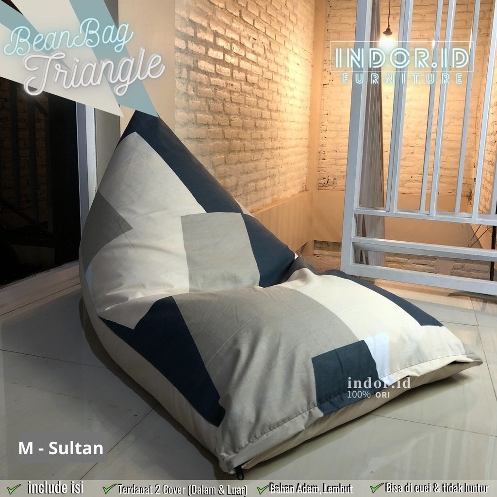 Bean Bag TRIANGLE MEDIUM PLUS ISI Bahan KATUN - Bean Bag Murah - Bean Bag Dewasa - Bean Bag Sofa Minimalis