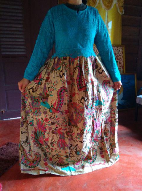 Couple Cindrawasih Maxi Gamis Premium Sogan Sarimbit Gamis Batik Klok Muslim Pesta