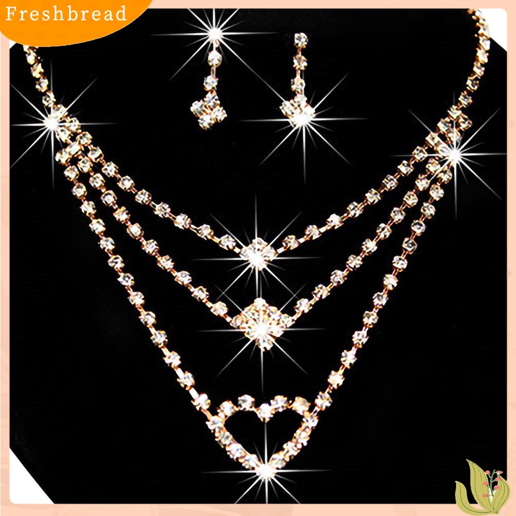 Terlaris Jewelry Set Square Exquisite Accessory Heart Necklace Earrings Collection for Wedding