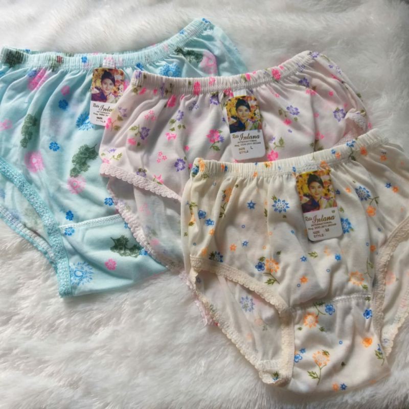 1 Lusin celana dalam wanita kain katun  motif bunga M,L,XL,3L,4L murah sidoarjo-3