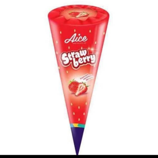 AICE ice cream STRAWBERRY CONE  1dus isi 12 pcs