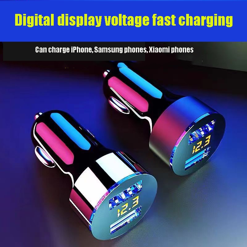 (Dalam stok, dikirim dari Jakarta)Asli Dual Port 3.1A 12V/24V Dual USB Charger Mobil Tampilan Digital iPhone Xiaomi Samsung Quick Charge Universal Voltage Monitor Tampilan Layar Mobil Charging Voltage Display Charger Mobil Mobil Pengisi Daya Ponsel