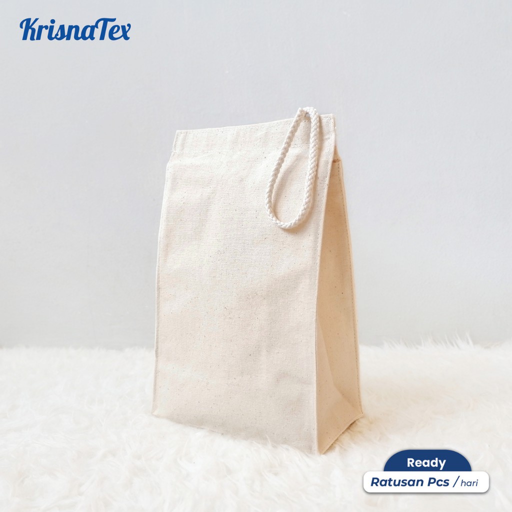 Tas Hampers Kanvas Natural Polos - Bekal Lunch Bag Tote Tempat Makan Hamper Canvas