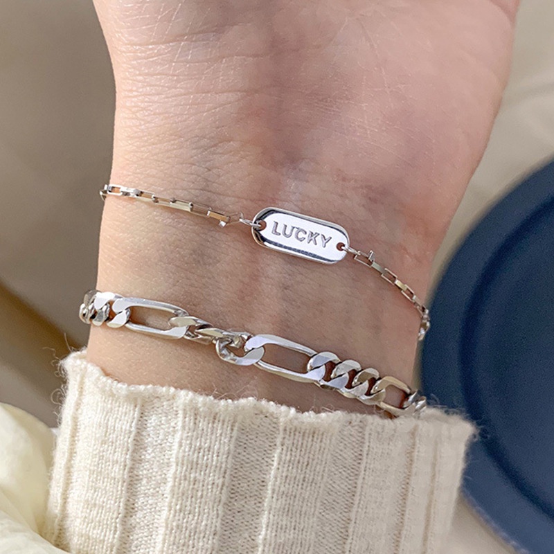 Gelang Keberuntungan Bahan Titanium Steel Gaya Korea Untuk Wanita